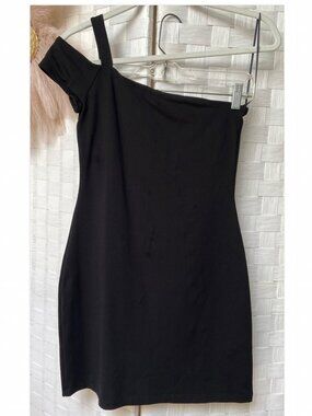 Susan Monaco One Sleeve Black Stretch Mini Dress Size XS